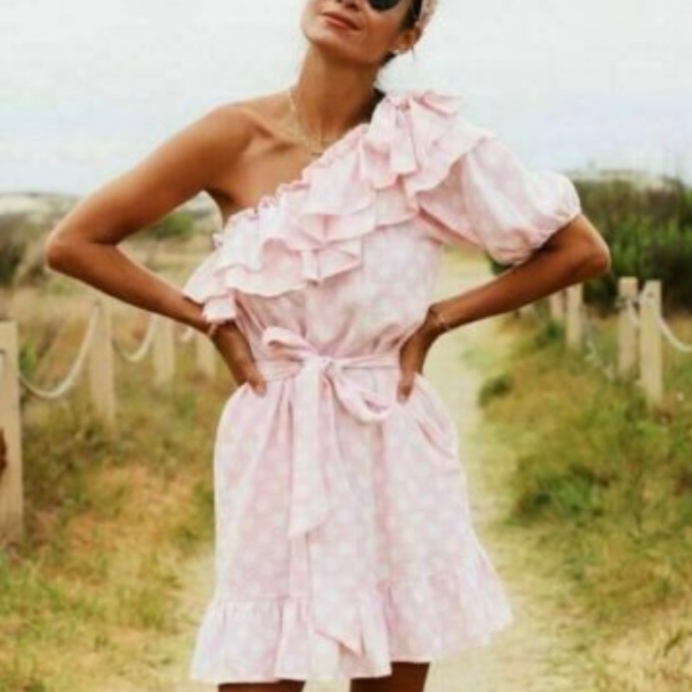Lisa Marie Fernandez X Target Collar Pink linen dress Sz L